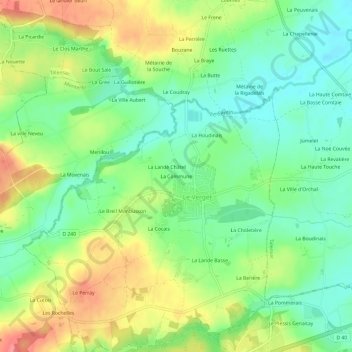 Mapa topográfico La Commune, altitude, relevo