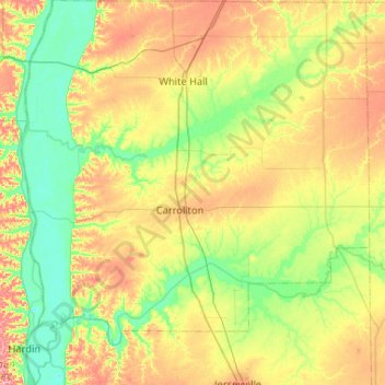 Mapa topográfico Greene County, altitude, relevo