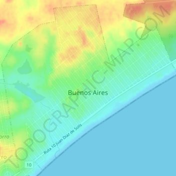 Mapa topográfico Buenos Aires, altitude, relevo