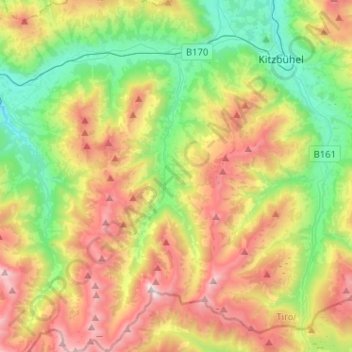 Mapa topográfico Kirchberg in Tirol, altitude, relevo