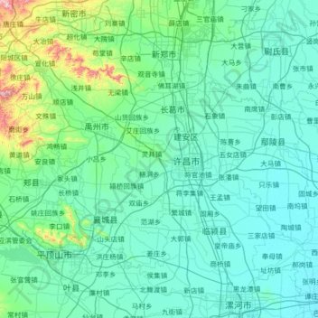 Mapa topográfico 许昌市, altitude, relevo