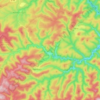 Mapa topográfico Elmstein, altitude, relevo
