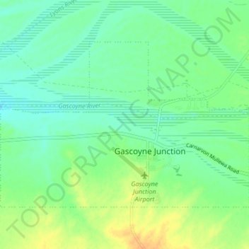 Mapa topográfico Gascoyne Junction, altitude, relevo