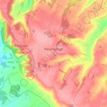 Mapa topográfico Hastingleigh, altitude, relevo