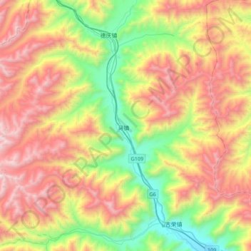 Mapa topográfico 马镇, altitude, relevo