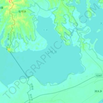 Mapa topográfico 龙感湖, altitude, relevo