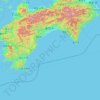 Mapa topográfico Préfecture de Kōchi, altitude, relevo