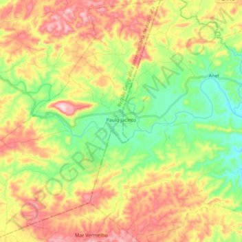 Mapa topográfico Paulo Jacinto, altitude, relevo