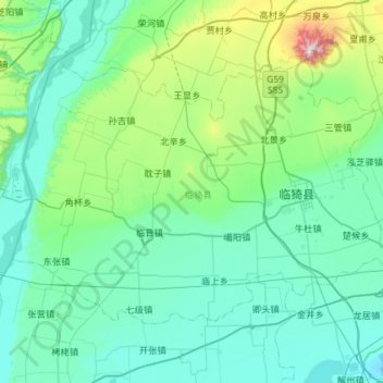 Mapa topográfico 临猗县, altitude, relevo