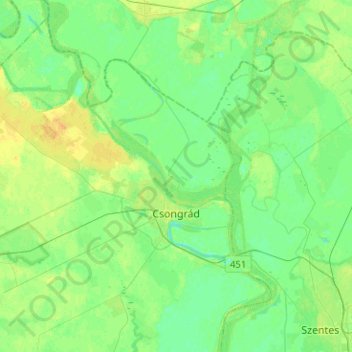 Mapa topográfico Tschongrad, altitude, relevo