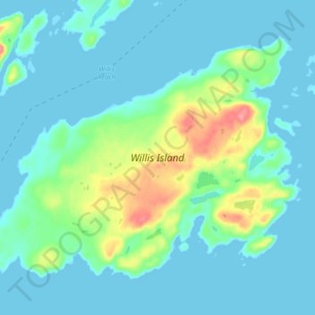 Mapa topográfico Willis Island, altitude, relevo