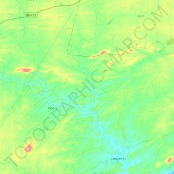 Mapa topográfico Ribeira, altitude, relevo
