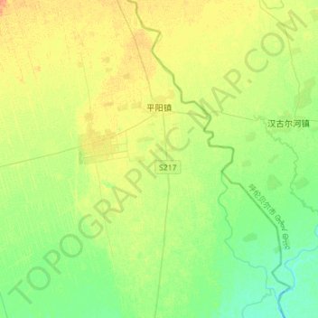 Mapa topográfico 平阳镇, altitude, relevo