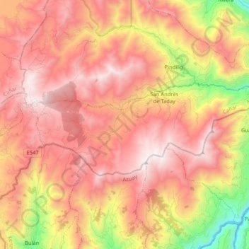Mapa topográfico Taday, altitude, relevo