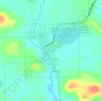 Mapa topográfico Scandinavia, altitude, relevo