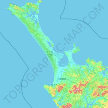Mapa topográfico Te Hiku Community, altitude, relevo