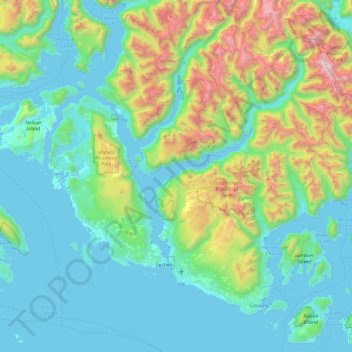Mapa topográfico Area B (Halfmoon Bay), altitude, relevo