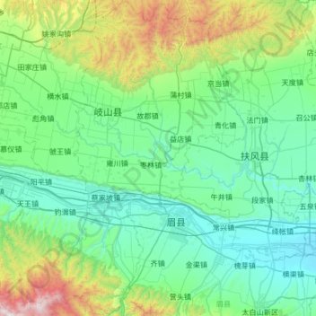 Mapa topográfico 岐山县, altitude, relevo