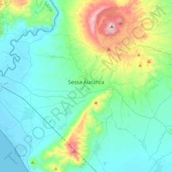 Mapa topográfico Sessa Aurunca, altitude, relevo