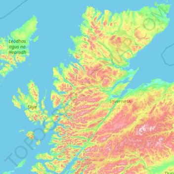 Mapa topográfico Highland, altitude, relevo