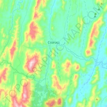 Mapa topográfico Coaraci, altitude, relevo