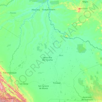 Mapa topográfico Río Mamoré, altitude, relevo