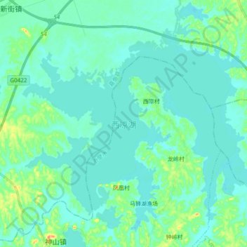 Mapa topográfico 西凉湖, altitude, relevo