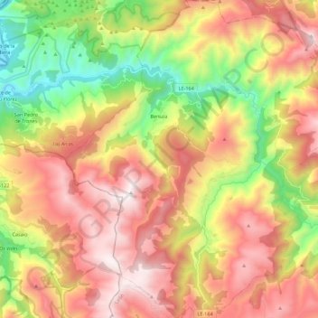 Mapa topográfico Benuza, altitude, relevo