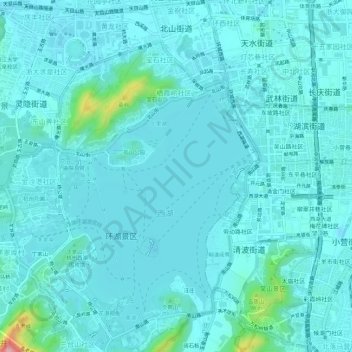 Mapa topográfico 北山街道, altitude, relevo