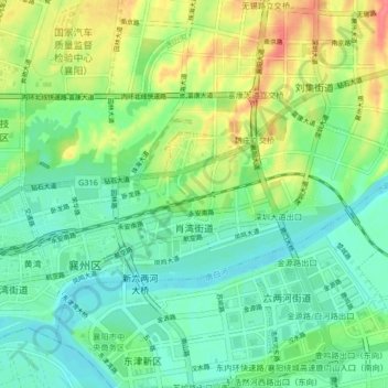 Mapa topográfico 肖湾街道, altitude, relevo