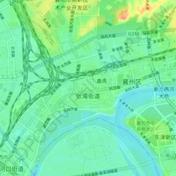 Mapa topográfico 张湾街道, altitude, relevo