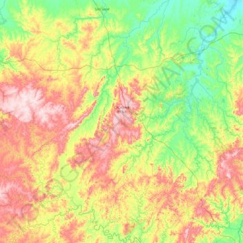 Mapa topográfico Caçapava do Sul, altitude, relevo