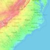 Mapa topográfico Carolina del Norte, altitude, relevo