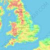 Mapa topográfico Angleterre, altitude, relevo