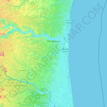 Mapa topográfico São Mateus, altitude, relevo
