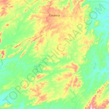 Mapa topográfico Catarina, altitude, relevo
