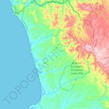 Mapa topográfico Parroquia Manglaralto, altitude, relevo