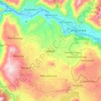 Mapa topográfico Maras, altitude, relevo