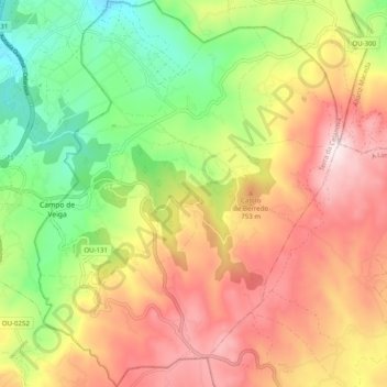 Mapa topográfico A Bola, altitude, relevo