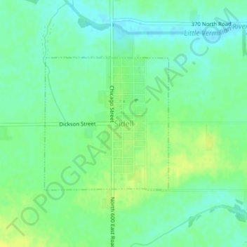 Mapa topográfico Sidell, altitude, relevo