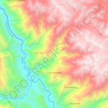 Mapa topográfico Canchabamba, altitude, relevo