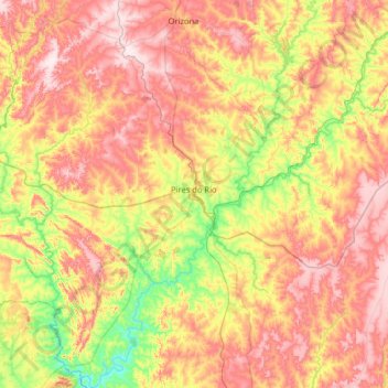 Mapa topográfico Pires do Rio, altitude, relevo