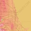 Mapa topográfico Chicago, altitude, relevo