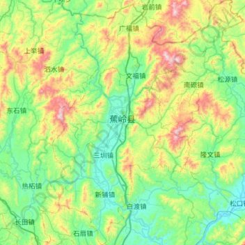 Mapa topográfico 蕉岭县, altitude, relevo
