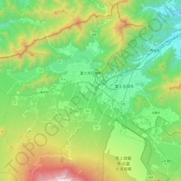 Mapa topográfico 南都留郡, altitude, relevo