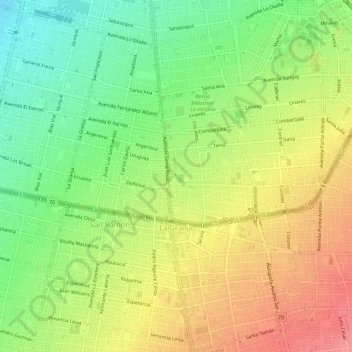 Mapa topográfico La Granja, altitude, relevo