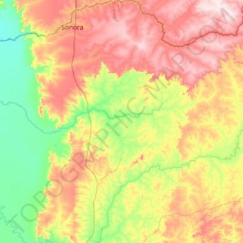 Mapa topográfico Pedro Gomes, altitude, relevo