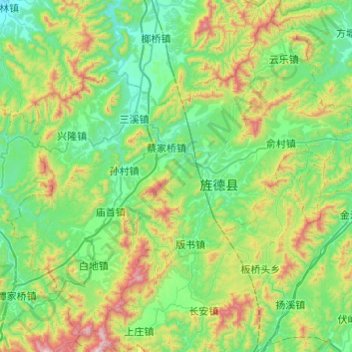 Mapa topográfico 旌德县, altitude, relevo