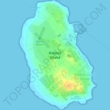 Mapa topográfico Robben Island, altitude, relevo