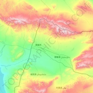 Mapa topográfico Tacheng City, altitude, relevo
